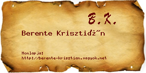 Berente Krisztián névjegykártya